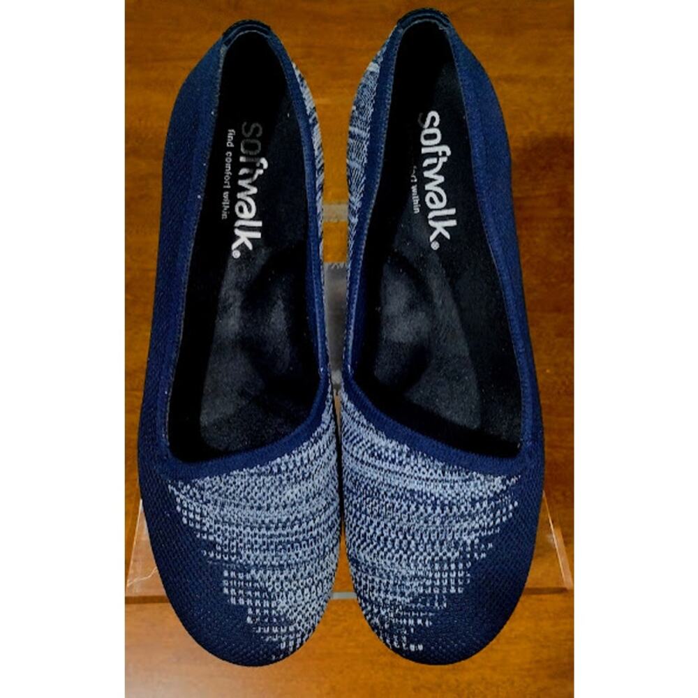 Softwalk‎ Fabric Flats with Cushion Soles & Arch, Navy, Size 8